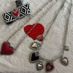 3 pc costume jewelry HEART set.  2 necklaces and a bracelet.  New